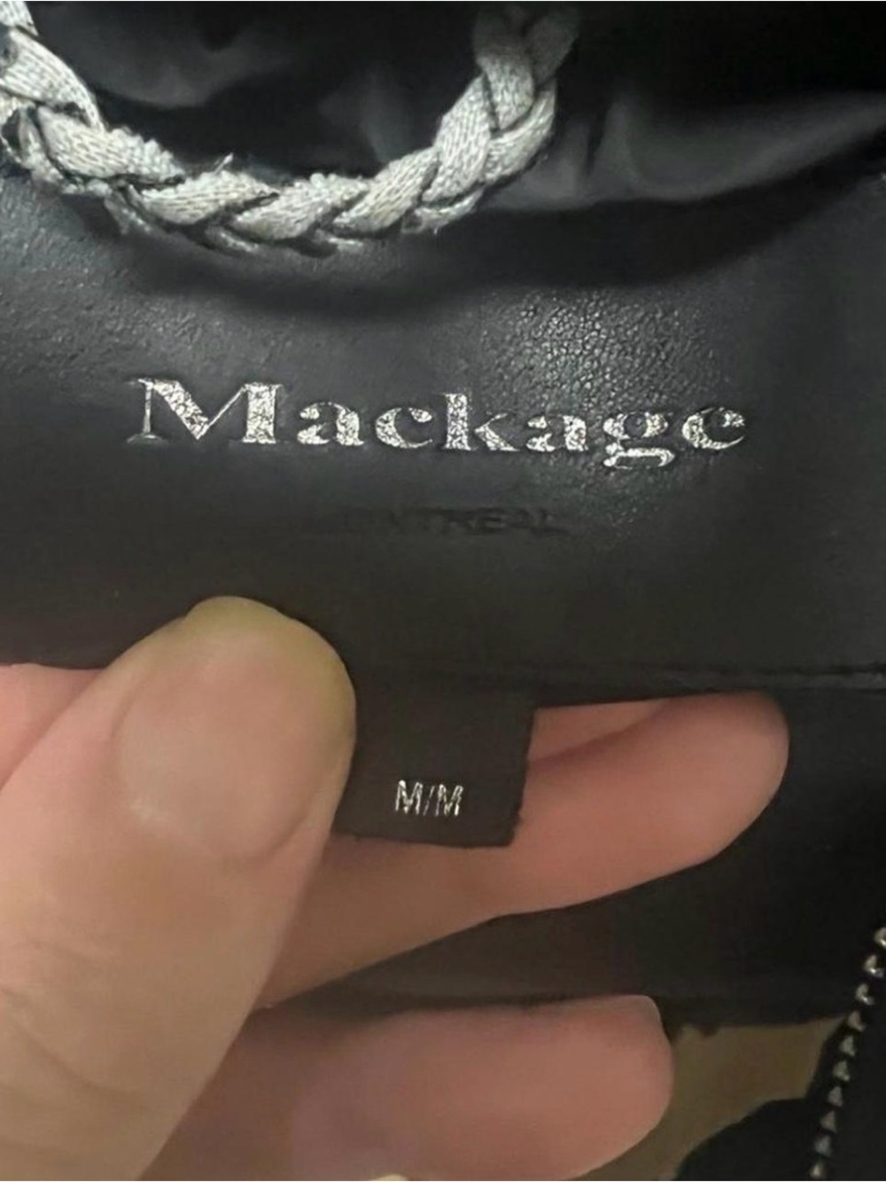 Mackage Black Puffer Coat with Tan Faux Fur Hood Trim - Picture 6 of 6